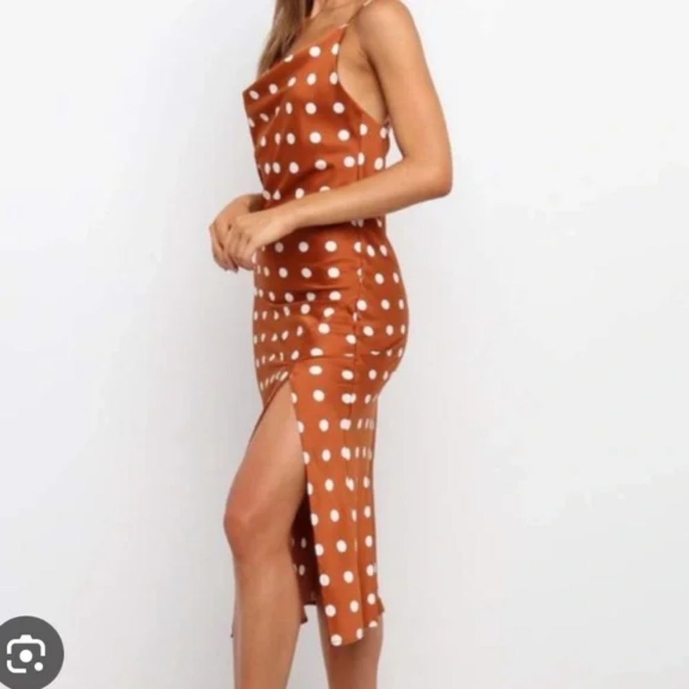 PAPER HEART Polka Dot Cowl Neck Slip Dress | SZ S